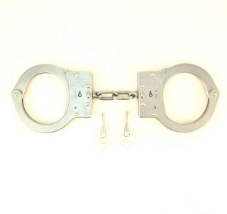 American Handcuff Co.  Fond Du N - 105 Standard Chain Handcuff Satin Nickel Vintage