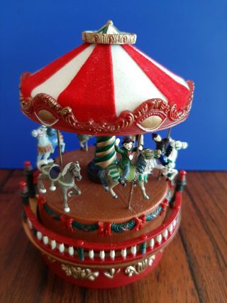 Vintage Small Mr Christmas Carousel Music Box " God Rest You Merry Gentlemen "