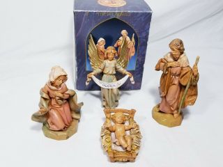Vintage Fontanini The Holy Family Nativity & Gloria Angel 5 "