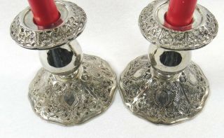 2 Vintage 4.  75 " Tall Silver Plated Candle Stick Holders Godinger Silver Art Co.