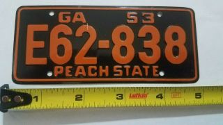Vintage 1953 Georgia General Mills Wheaties Cereal Bicycle License Plate E62 - 838
