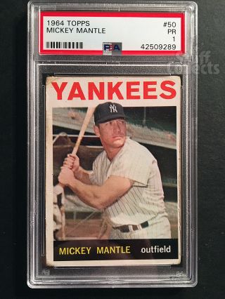 1964 Topps Mickey Mantle 50 York Yankees Baseball Card (psa 1 Pr) Set Break