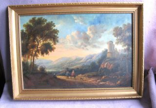 Antique Georgian Italianate Oil Painting On Board Landscape C.  1830 Grand Tour