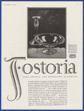Vintage 1924 Fostoria Fine Crystal Decorated Glassware Print Ad 20 