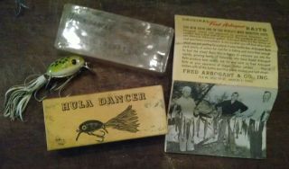 Vintage Fred Arbogast " Hula Dancer " Fishing Lure W/box & Paperwork