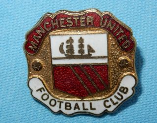 Vintage Manchester United Fc Enamel Football Club Pin Badge Man Utd By Aew