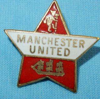 Vintage Manchester United Fc Man Utd Football Club Enamel Pin Badge By Aew