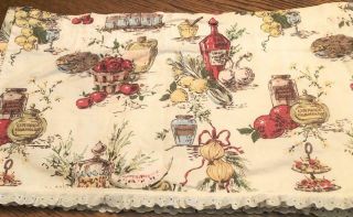 Vintage Retro 1960s Country Kitchen Valance Fruits Etc.  80 " Wd X 12 " Long