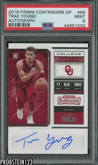 2018 Contenders College Ticket Trae Young Hawks Rc Auto Psa 9