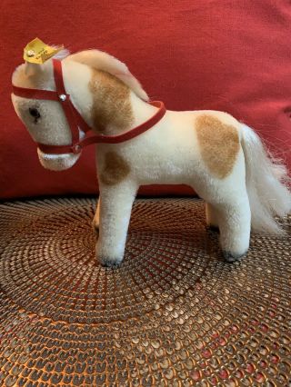 Vintage Steiff Pinto Pony Horse 6” With Button Tag,  1960s