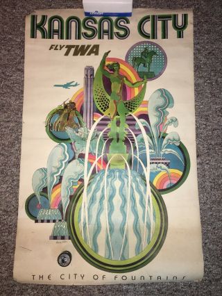 Older TWA Large Travel Poster to Kansas City - David Klein Artwork 4 - 1104 2