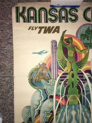 Older TWA Large Travel Poster to Kansas City - David Klein Artwork 4 - 1104 3