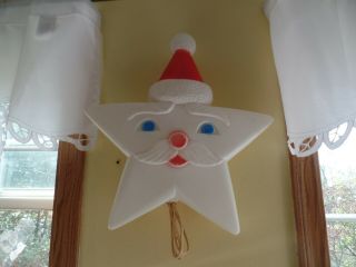 Vintage Blow Mold Light Up Star Face Santa 1991 Union Products 15 " Across