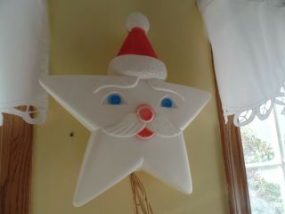 Vintage Blow Mold Light Up Star Face Santa 1991 Union Products 15 