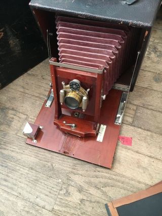 Antique Conley Folding Camera Wollensak Optical Co Ny W/ Case / Tripod / Plate