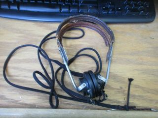 Vintage Headset Receiver Type R - 14,  Signal Corps U.  S.  Army Leather Bakelite