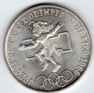 1968 Mo Silver 25 Pesos Mexico City Olympics Commemorative