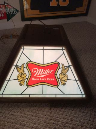 Vintage Miller High Life Bar Pool Table Hanging Light1982 Witch On Moon