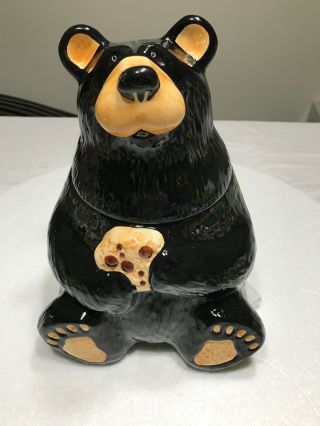 Vintage Black Bear Cookie Jar Bear With Cookie In Hand
