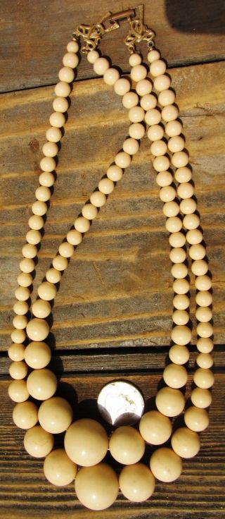 Antique 66 Grams Baltic Amber White Butterscotch Round Beads Necklace Bakelite