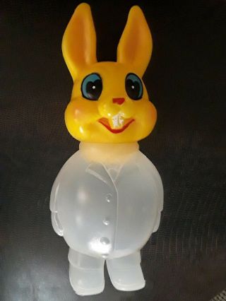 Vintage 9 " Easter Bunny Rabbit Man Candy Container Bank Plastic Blow Mold Large