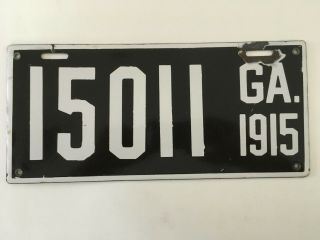 1915 Georgia License Plate Porcelain Exceptional All " Vg/vg,  "