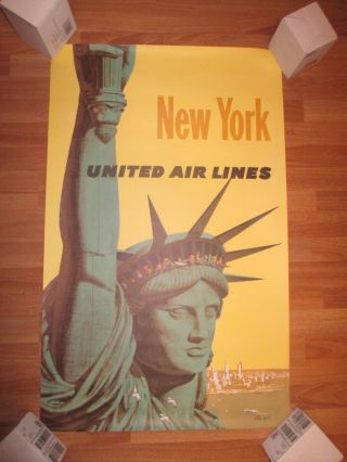 Vintage Travel Poster: United Air Lines.  York City By Stan Galli