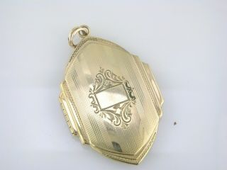 Vintage 1/20 10 Karat Gold Photo Heart Locket Pendant Necklace,  For 2 Pictures