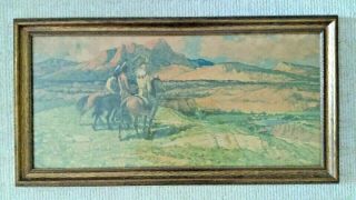 Antique Signed Robert Wesley Amick Framed Picture Print " The Great Divide "