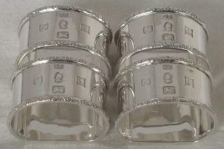 A Good Quality Set Of Four Solid Sterling Silver D Shaped Napkin Rings Date 1977
