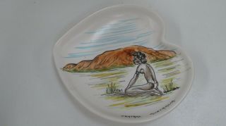Australian Pottery Vintage Aboriginal Woman Uluru Plate Ceramic Central