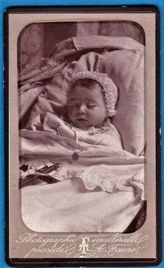 Vintage Cdv Photo Post Mortem Baby Lille France Ca 1885