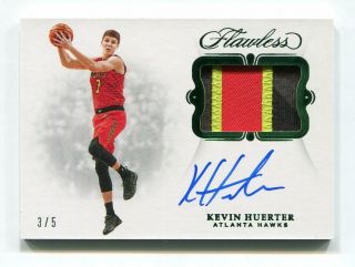 2018 - 19 Panini Flawless Emerald Kevin Huerter Rookie Patch Auto Rc 3/5 Jersey