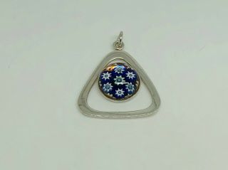Gorgeous Vintage 1980 Sterling Silver Caithness Glass Modernist Pendant