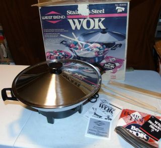 Vintage 1987 West Bend Stainless Electric Wok - Model 80006 - Usa - Great Shape