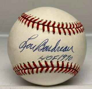 Lou Boudreau " Hof 1970 " Signed Baseball Autographed Auto Jsa Red Sox