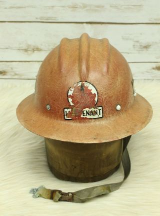 Vintage 1952 Hard Boiled E.  D.  Bullard Fiberglass Fire Fighter Helmet Lieutenant