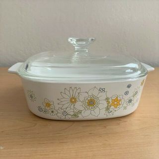 Vintage Corning Ware " Floral Bouquet " Casserole W/ Lid Made In Usa