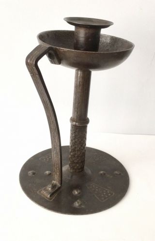 German Arts & Crafts Steel Candle Holder Goberg Gesch C1900