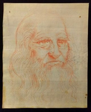 Old Master Drawing Antique Red Chalk Handmade Laid Paper Leonardo Da Vinci 15th