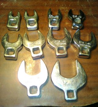 Vintage Craftsman 10 Pc 3/8 " Drive Standard Sae Crowfoot Wrench Set 3/8 " - 1