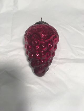 Vintage Ruby Red " Grape Cluster " Glass Kugel Style Christmas Ornament Heavy