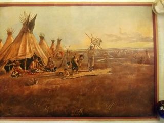 Vintage Charles Cm Russell " Early American " Print 24 " X17½ "