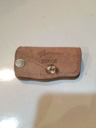 Leather Vintage Dodge Keychain Nugent Motor Co.  Colebrook N.  H.  3 Digit Phone No.