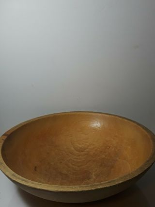 Antique Vintage Large Primitive Turned Wooden Dough Bowl 13 "