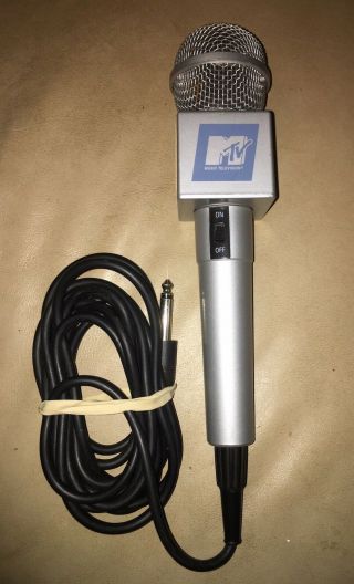 Mtv Reporter Mic Microphone Vintage Silver With Black 1/4” Plug