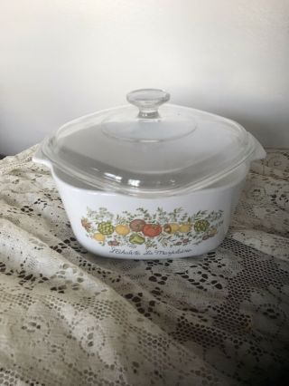 Vintage Corning Ware " Spice Of Life " Casserole W/ Lid Made In Usa