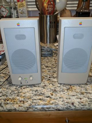 Vintage Apple Design Powered M6082 Computer Speakers 1993 W/ac Adapter