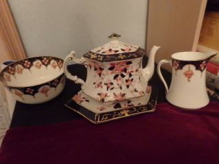 Royal Albert Vintage Crown China " Imari " 4692,  Tea Pot,  Stand,  M/jug,  S/bowl