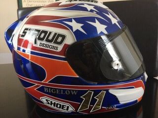 Ama Flattrack Race Worn Custom Painted Bryan Bigelow Shoei Autographed Helmet